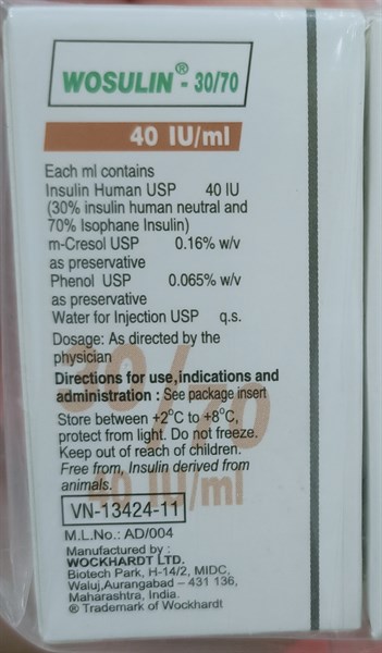 Wosulin 30/70 40IU/ml (H*1lọ*10ml) - India