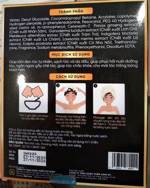 Dầu gội đen tóc Ino Hair (Hộp 2 túi x 15ml) - Ích Nhân 2