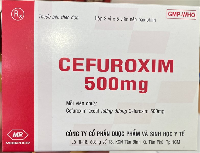 Cefuroxim 500mg (Kiện 164 Hộp x 2 vỉ x 5 viên) - Mebiphar/ Sinh Học Y tế