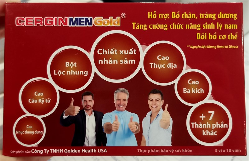 Cergin men gold (Bổ thận tráng dương) (H*3vỉ*10viên) - Golden Health