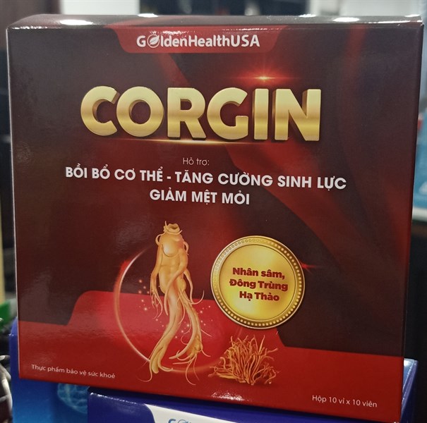 Corgin (Tăng cường sinh lực, giảm mệt mỏi) (H*10vỉ*10viên) - Golden health USA
