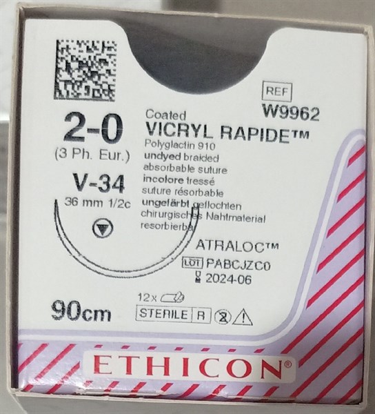 Chỉ Vicryl rapide 2/0 90cm (H*12sợi) - Johnson - Mã : W9962
