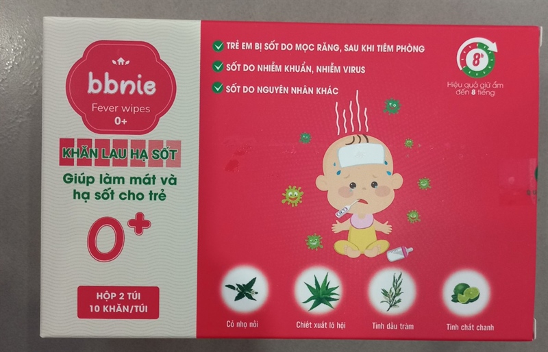 Khăn lau hạ sốt 0+ STF (Hộp 2 túi x 10 khăn) - Santafa