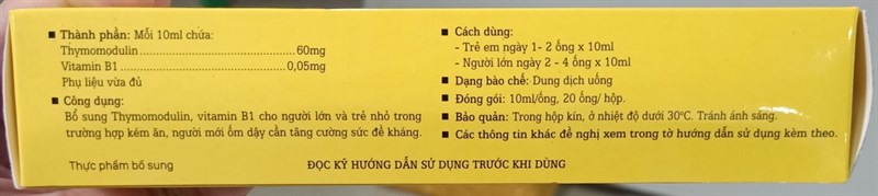 Thymoseryne (Tăng cường sức đề kháng) (H*20ống*10ml) - Hải Minh 2