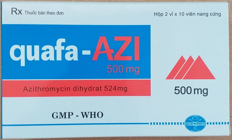 Azithromycin 524mg (Quafa - Azi 500mg) (K*52Hộp*2vỉ*10viên) - Quảng Bình