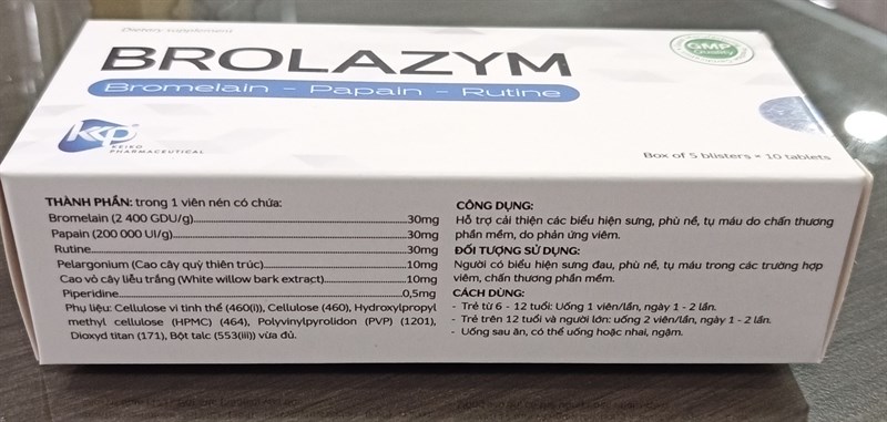 Brolazym, (Goldwin - KEIKO) Hỗ trợ cải thiện Sưng đau phù nề, tụ máu (H*5vỉ*10viên) 2