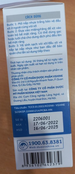 Xịt chống sâu răng Vshine 30ml (Lốc x 10 lọ) - Kosna 2