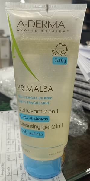 Sữa tắm gội cho em bé A-Derma Primalba Cleansing Gel 2 In 1 200ml - Pháp