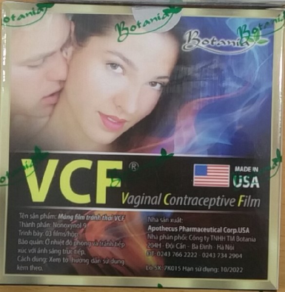 VCF - Màng film tránh thai (H*3màng film) - PP Botania