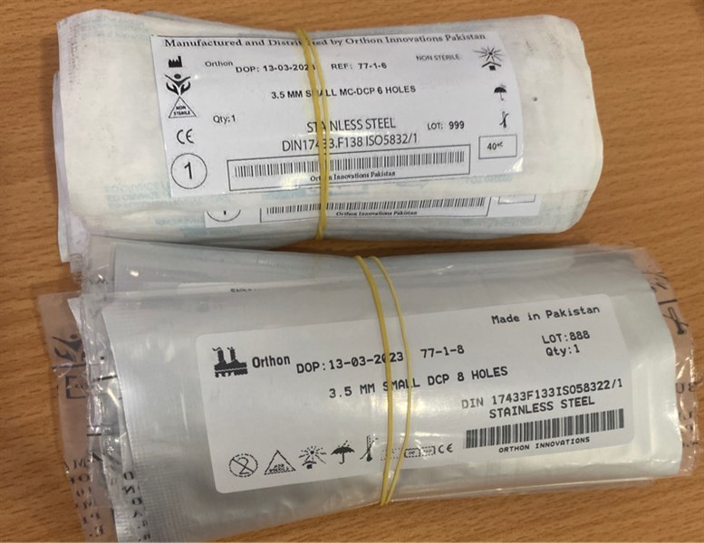 Nẹp lòng máng (Cẳng tay) 1/3 cho vít 3.5 (Nẹp MC-DCP bản nhỏ 4 lỗ, 6 lỗ, 8 lỗ) - Pakistan