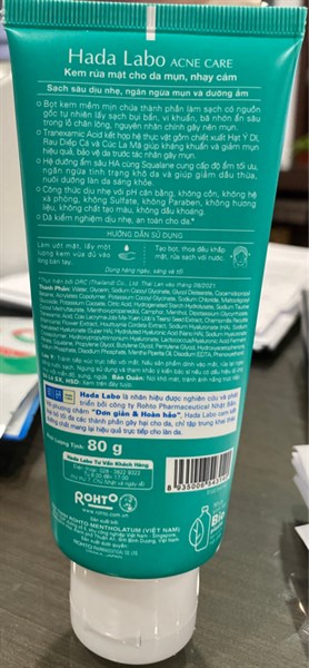 Kem rửa mặt sạch sâu và ngăn ngừa mụn (Hada Labo acne care calming cleanser) 80g - Rohto/VN 2
