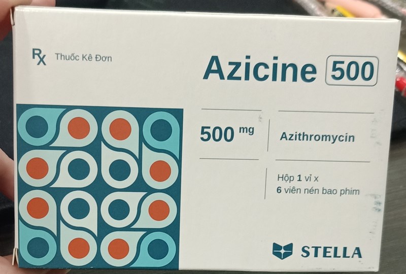 Azithromycin 500mg (Azicine 500mg) (H*1vỉ*6viên nén bao phim) - Stella