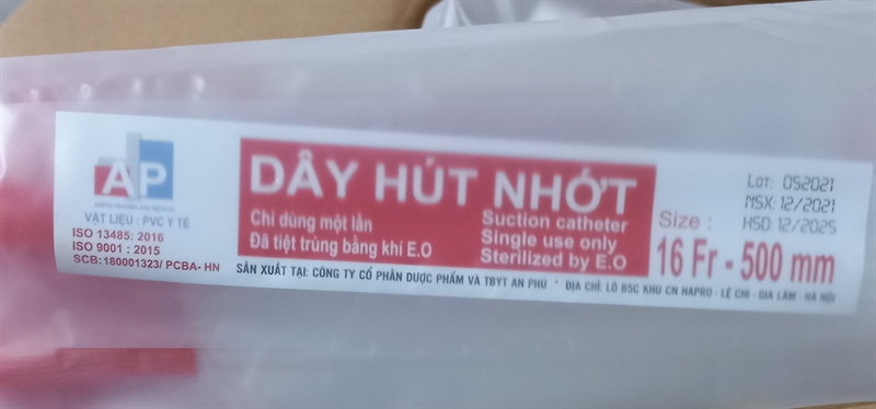 Dây hút nhớt số 16 (Size: 16Fr - 500mm) - An Phú