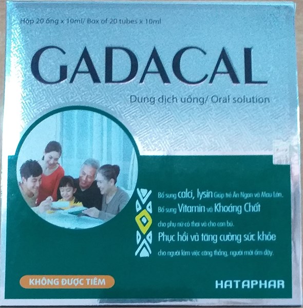 Dung dịch uống Gadacal (Bổ sung calci, lysin...) (H*20ống*10ml) - Hà Tây (Ống)