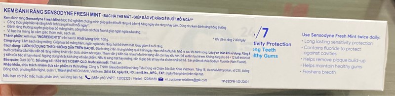Kem đánh răng sensodyne freshmint (Bạc hà) 100g - Thái lan 2