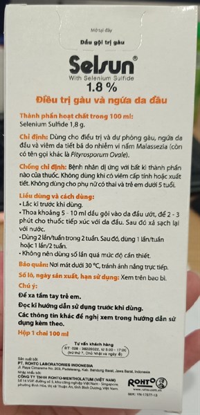 Dầu gội trị gàu Selsun 1,8% 100ml - Indonesia/Rohto 2
