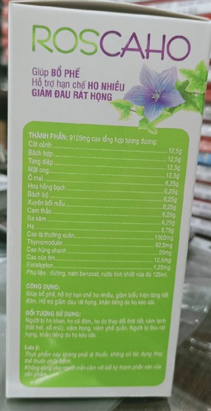 Roscaho 125ml ( Bổ phế, ho, rát họng) - Western Pharma 2