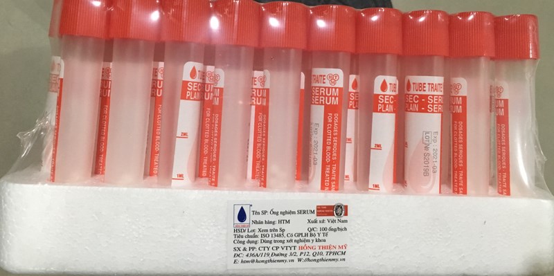 Ống nghiệm Serum hạt to HTM nắp đỏ, mous thấp - HTM