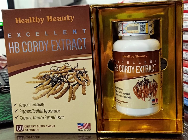 HB Cordy extract (Làm chậm quá trình lão hóa, tăng cường sức khỏe) (Lọ*60viên ) - Mỹ