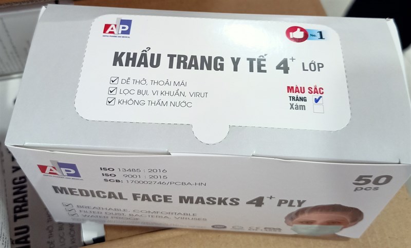 Khẩu trang y tế 4 lớp màu xanh (H*50cái) - TBYT An Phú