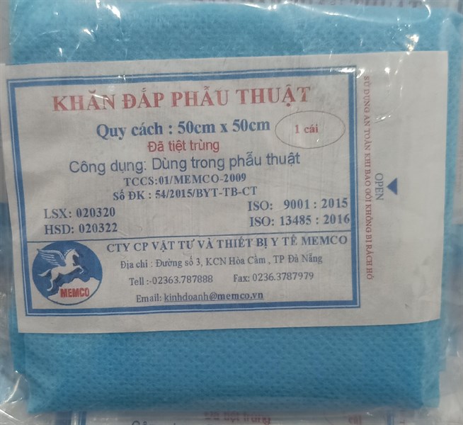 Săng mổ không lỗ (Khăn đắp phẫu thuật) 50cm x 50cm - Memco