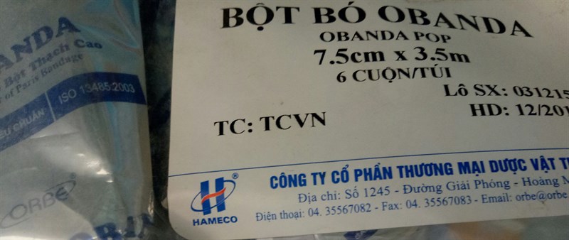 Bột bó OBANDA 7,5cm x 3,5m (K*12Túi*6cuộn) - VTYT Hà Nội