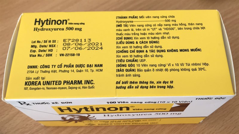 Hytinon (Hydroxyurea 500mg) (H*10vỉ*10viên) - Hàn Quốc 2