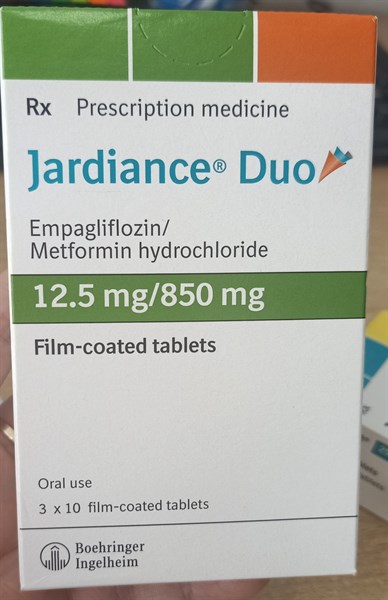 Jardiance Duo 12,5mg/850mg (Điều trị đái tháo đường) (H*3vỉ*10viên) - Germany