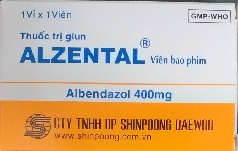 Thuốc trị giun ALZENTAL (Albendazole 400mg) (H*1vỉ*1viên) - Shinpoong Daewoo