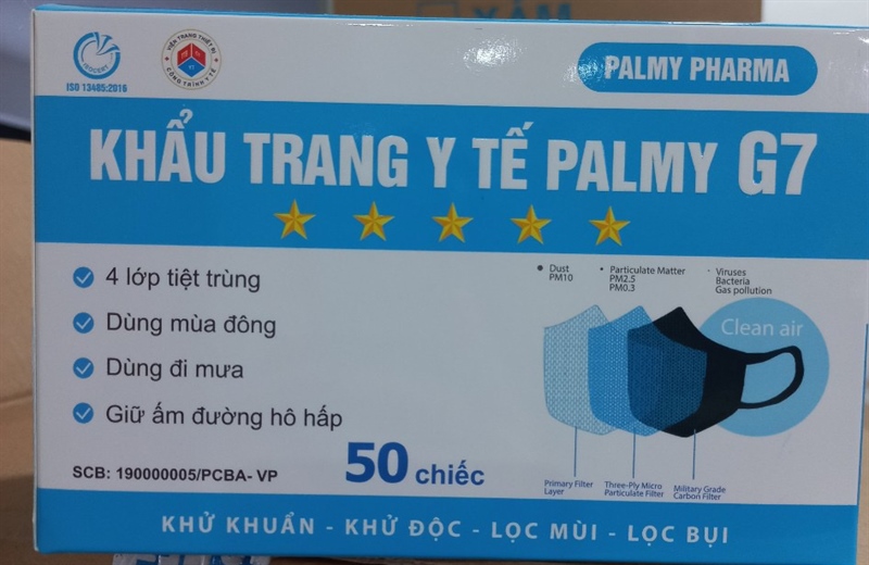 Khẩu trang y tế Palmy G7 đen 2 mặt 4 lớp (Hộp 50 cái) - Palmy Pharma