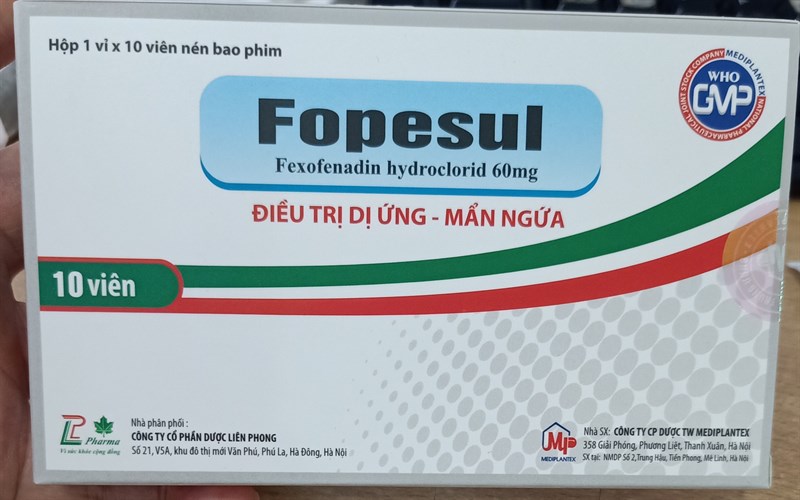 Fopesul (Fexofenadin) 60mg (Điều trị dị ứng - mẩn ngứa) (H*1vỉ*10viên) - Liên Phong