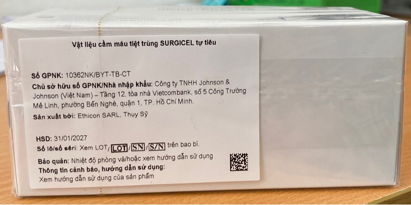 Vật liệu cầm máu tự tiêu Surgicel 12 x 10cm x 20cm (Hộp 12 miếng) - Thụy Sỹ 2