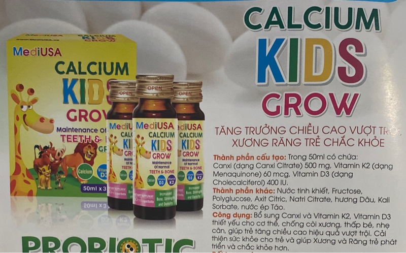 Calcium kids grow MediUSA bổ sung calci (Hộp 3 lọ x 50ml)