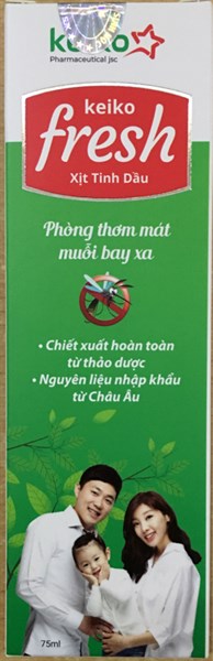 Keiko Fresh xịt tinh dầu 75ml (Phòng thơm mát, muỗi bay xa) - Dược mỹ phẩm SJK