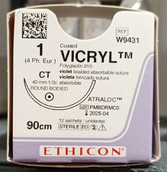 Chỉ Vicryl 90cm Số 1 (H*12sợi) - Johnson (W9431)