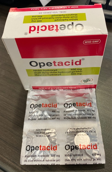 Opetacid (Giảm triệu chứng ợ nóng và trào ngược acid) (Hộp 6 vỉ x 4 viên nén nhai) - OPV