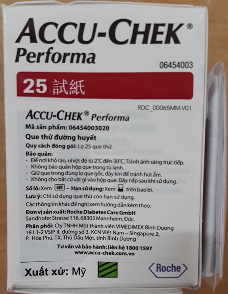 Test thử đường huyết Accu - Chek Performa (H*25test) - Mỹ