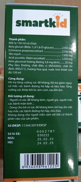 Siro Smartkid hỗ trợ tăng sức đề kháng (lọ 150ml) - CPC1 Hà Nội 3