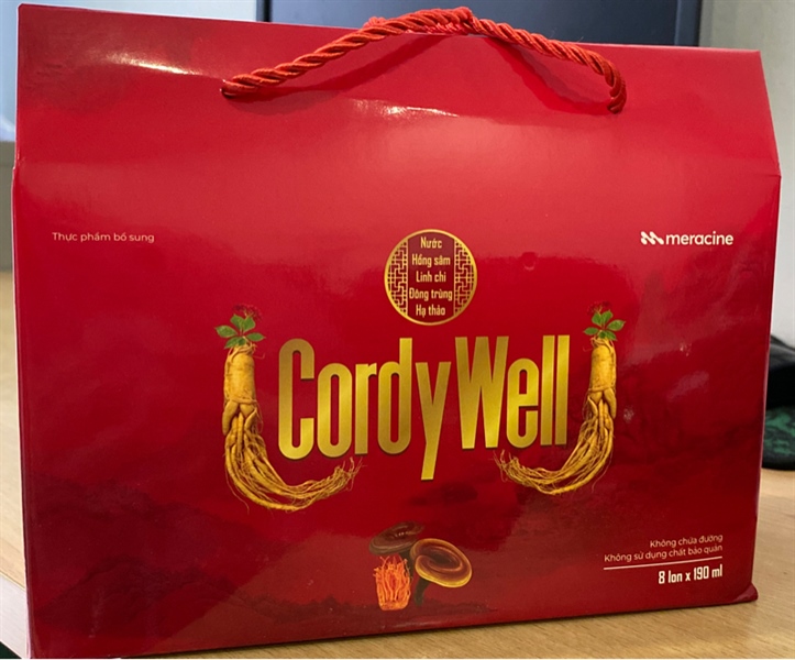 Nước hồng sâm linh chi Đông trùng hạ thảo CordyWell (Hộp 8 lon x 190ml) - Meracine