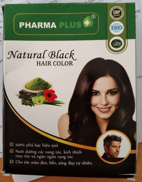 Thảo dược nhuộm tóc đen Natural Black hair color (H*6gói*10gr) - India/Pharma plus (Hộp)