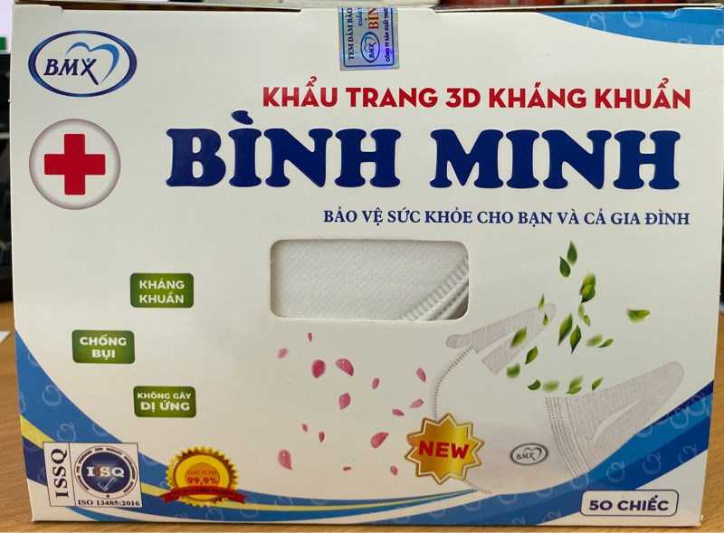 Khẩu trang 3D kháng khuẩn Bình Minh (Hộp 50 cái) - Bình Minh Xanh
