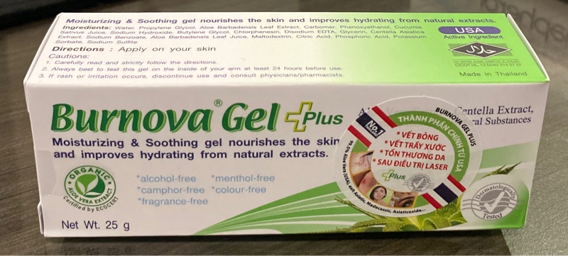 Burnova Gel Plus 25g - Da tổn thương, da bỏng - Thái Lan