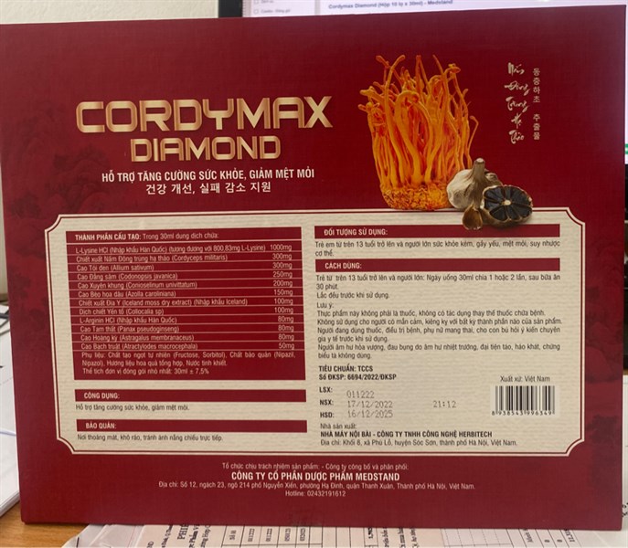 Cordymax Diamond (Hộp 10 lọ x 30ml) - Medstand - Không xuất 2