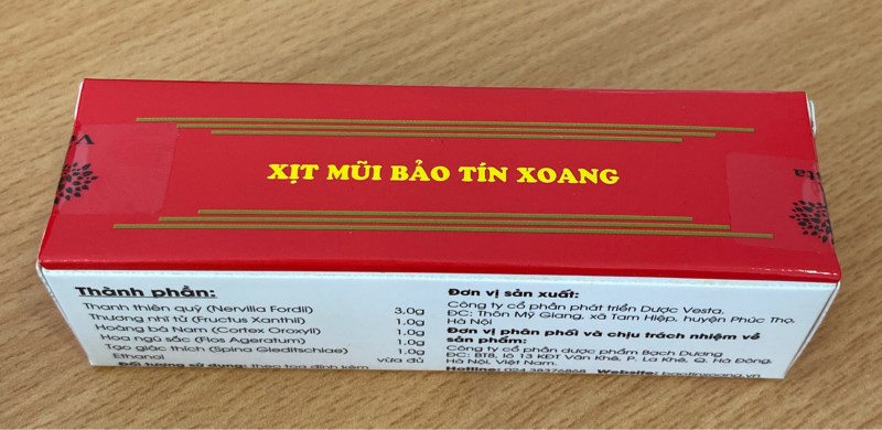 Xịt mũi Bảo Tín Xoang 15ml - Bạch Dương
