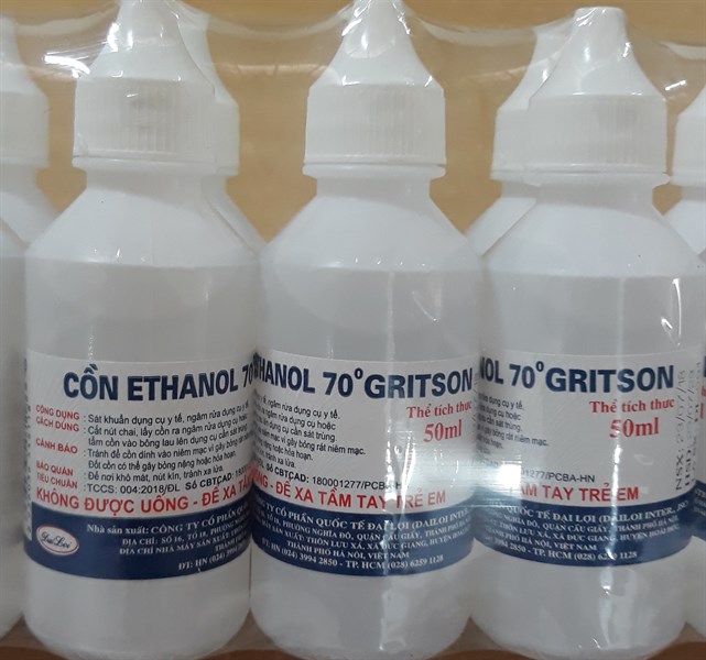 Cồn 70 Ethanol Gritson 50ml (K*224lọ)(cọc*14 lọ) - Đại lợi