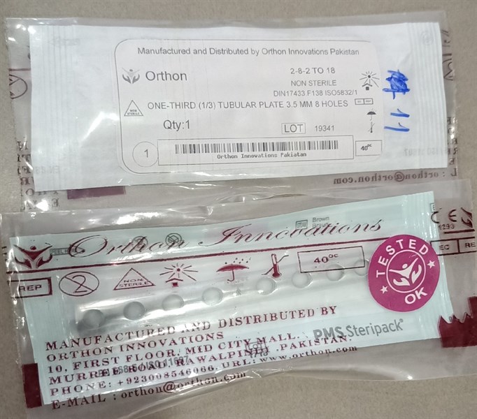 Nẹp lòng máng (Cẳng tay) 1/3 cho vít 3,5 , 8 lỗ - Pakistan