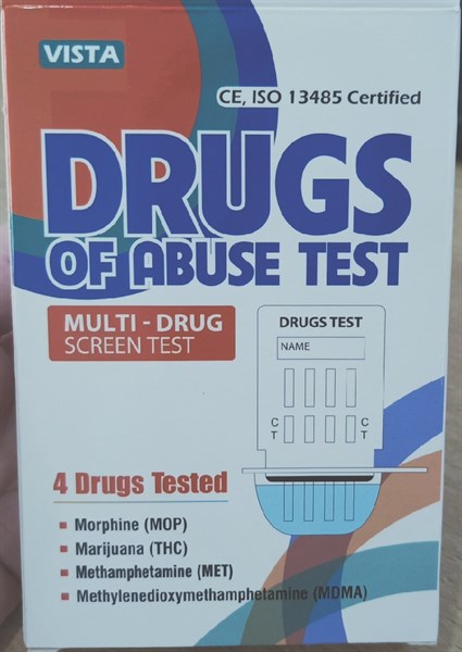 Test ma túy 4 chỉ số (Drugs of abuse test) (MOP/MDMA/THC/MET(Hộp 1 test) - China