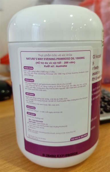 Evening Primrose oil 1000mg (Hỗ trợ da và nội tiết) (Lọ*200viên) - Australia 3