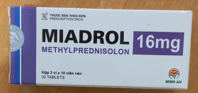 Miadrol 16mg (Methylprednisolon) (Hộp 3 vỉ x 10 viên nén) - Minh An