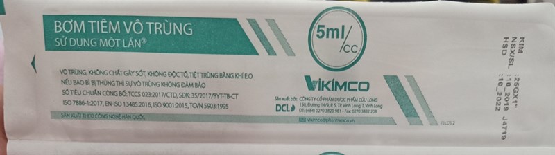Bơm tiêm 5ml 25G x 1 , Vikimco (ép vỉ) Bơm tiêm sử dụng 1 lần (H*100cái) 3